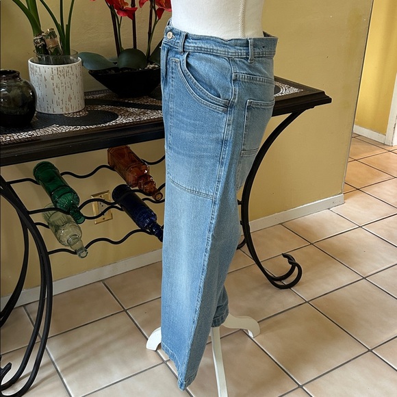 We The Free Piper Mid Rise Blue Wash Crop Wide Leg Relaxed Fit Jeans Size 27 - Picture 6 of 16